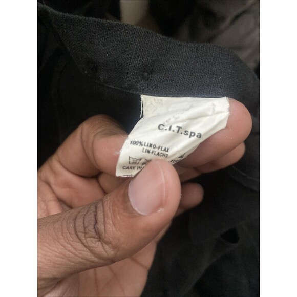 Armani Collezioni Black Flax Linen Button-Down Long Sleeve Shirt XL 16/41 - Picture 13 of 13